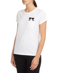 T-shirt con stampaKarl Lagerfeld in Cotone di colore Bianco Donna Abbigliamento da T-shirt e top da T-shirt 7% di sconto 