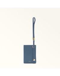 Furla - Laura Card Case Grigio Blu Textured Leather - Lyst