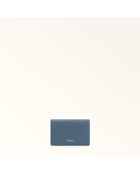 Furla - Project Card Case Grigio Blu Milos Textured Calf Leather - Lyst