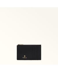 Furla - Camelia Card Case Nero Textured Leather - Lyst