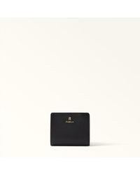Furla - Camelia Compact Wallet Nero Textured Leather - Lyst