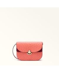 Furla - Sfera Crossbody Aperitivo Calf Leather With Ostrich Print + Suede - Lyst