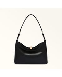 Furla - Sfera Soft Shoulder Bag Nero Verona Calf Leather - Lyst