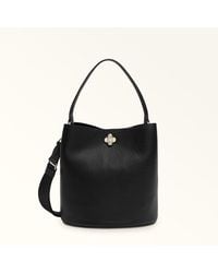Furla - Danae Bucket Bag Nero Keria Grained Calf Leather - Lyst