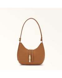 Furla - Goccia Sac Porté Épaule Brandy Cuir De Veau Night + Cuir De Veau Sidney Femme - Lyst