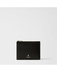 Furla - Camelia Card Case Nero Textured Leather - Lyst