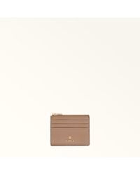 Furla - Camelia Card Case Greige Textured Leather - Lyst