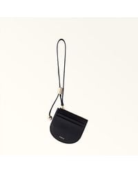 Furla - Laura Card Case Nero Textured Leather - Lyst