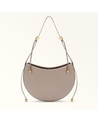 Furla - Moonstone Shoulder Bag Linen Sidney Calf Leather - Lyst