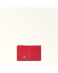 Furla - Camelia Card Case Ruby Textured Leather - Lyst