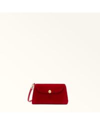 Furla - Sfera Soft Mini-Tasche Rosso Samt-Satin-Stoff Damen - Lyst