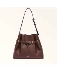 Furla - Aura Bucket Bag Cioccolato Keria Grained Calf Leather - Lyst