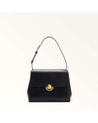 Furla - Domus Shoulder Bag Nero Varrenne Calf Leather + Suede - Lyst