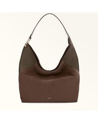 Furla - Lara Shoulder Bag Toni Mogano Suede + Grained Calf Leather - Lyst