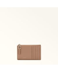 Furla - Nuvola Kartenetui Greige Claris Lux-Kalbsleder Mit Intarsie Damen - Lyst