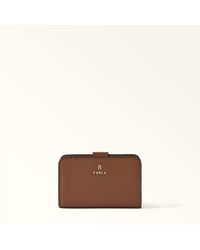 Furla - Camelia Compact Wallet Cognac H Textured Leather - Lyst