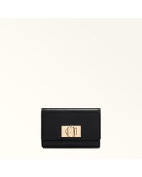 Furla - 1927 Kompaktes Portemonnaie Nero Strukturiertes Leder Damen - Lyst