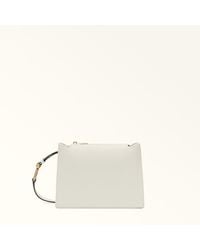 Furla - Nuvola Borsa A Tracolla Panna Pelle Di Vitello Granata Donna - Lyst