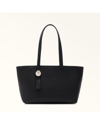 Furla - Sfera Tote-Bag Nero Genarbtes Kalbsleder Damen - Lyst