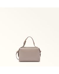Furla - Double Boston Bag Linen Night Calf Leather - Lyst