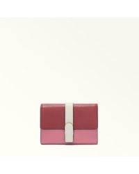 Furla - Grazia Compact Wallet Rubino Roma Soft Calf Leather Colorblock + Grained Calf Leather - Lyst