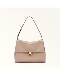 Furla - Domus Shoulder Bag Cotone G Varrenne Calf Leather + Suede - Lyst