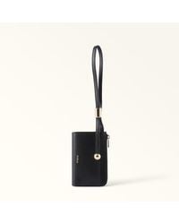Furla - Laura Card Case Nero Textured Leather - Lyst