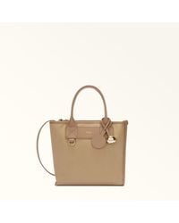 Furla - Divide It Tote Naturale Canvas Fabric + Soft Calf Leather - Lyst