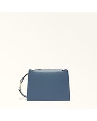 Furla - Nuvola Umhängetasche Grigio Blu Genarbtes Kalbsleder Damen - Lyst
