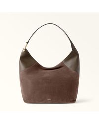 Furla - Lara Shoulder Bag Toni Mogano Suede + Grained Calf Leather - Lyst
