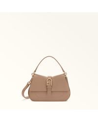 Furla - Flow Top Handle Greige Claris Lux Calf Leather - Lyst