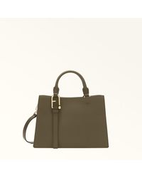 Furla - Nuvola Tote-Bag Sage Claris Lux-Kalbsleder Mit Intarsie Damen - Lyst