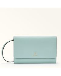 Furla - Camelia Portafoglio Con Catena Acquamarina Pelle Stampata Donna - Lyst