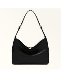 Furla - Sfera Soft Shoulder Bag Nero Verona Calf Leather - Lyst