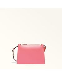 Furla - Nuvola Umhängetasche Flamingo Genarbtes Kalbsleder Damen - Lyst