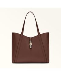 Furla - Goccia Tote Cioccolato Night Calf Leather + Sidney Calf Leather - Lyst