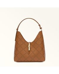 Furla - Goccia Shoulder Bag Brandy Perforated Sidney Calf Leather - Lyst