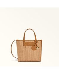 Furla - Divide It Tote Toni Naturale Tuscany Woven Colorblock + Soft Calf Leather - Lyst