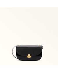 Furla - Sfera Umhängetasche Nero Weiches Kalbsleder + Wildleder Damen - Lyst