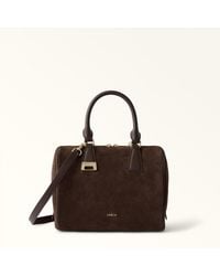 Furla - Olivia Sac Boston S Toni Cioccolato Daim + Cuir De Veau Sidney Femme - Lyst