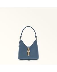 Furla - Iride Mini Bag Grigio Blu Textured Leather - Lyst