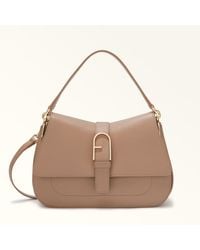 Furla - Flow Top Handle Greige Claris Lux Calf Leather - Lyst