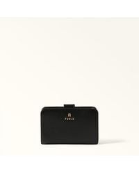 Furla - Camelia Compact Wallet Nero Grained Calf Leather - Lyst
