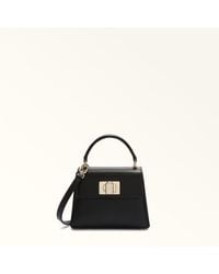 Furla - 1927 Top Handle Nero Textured Leather - Lyst