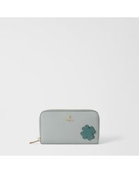 Furla - Camelia Zip Around Toni Nebbia Sidney Calf Leather + Patch Four Leaft-Clover - Lyst