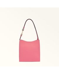 Furla - Nuvola Beuteltasche Mini Flamingo Genarbtes Kalbsleder Damen - Lyst