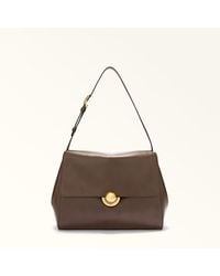 Furla - Domus Shoulder Bag Espresso Varrenne Calf Leather + Suede - Lyst