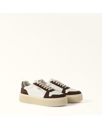 Furla - Sky Sneakers Talco H Soft Bicolor Calf Leather + Suede - Lyst