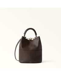 Furla - Sfera Bucket Bag Espresso+Vaniglia Int. Napoli Double Calf Leather - Lyst