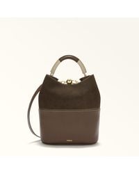 Furla - Sfera Bucket Bag Espresso Colorblock Napoli Double Calf Leather + Roma Soft Calf Leather Colorblock - Lyst